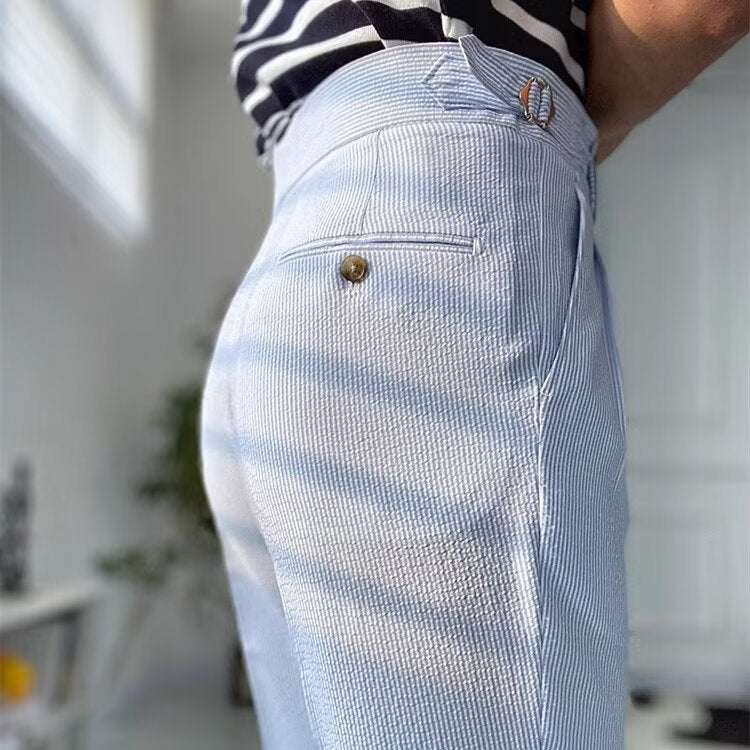 Heren Rechte Broek Hoge Taille Geplooide Voorkant Ademend Materiaal 4