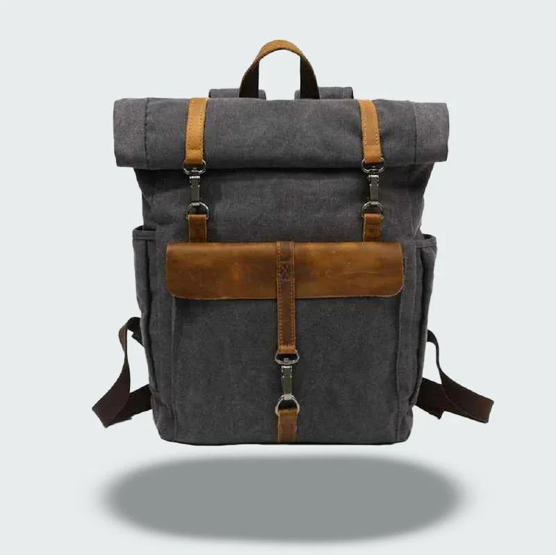 Heren Rugzak Roll Top Vintage Stijl met Laptopcompartiment 1
