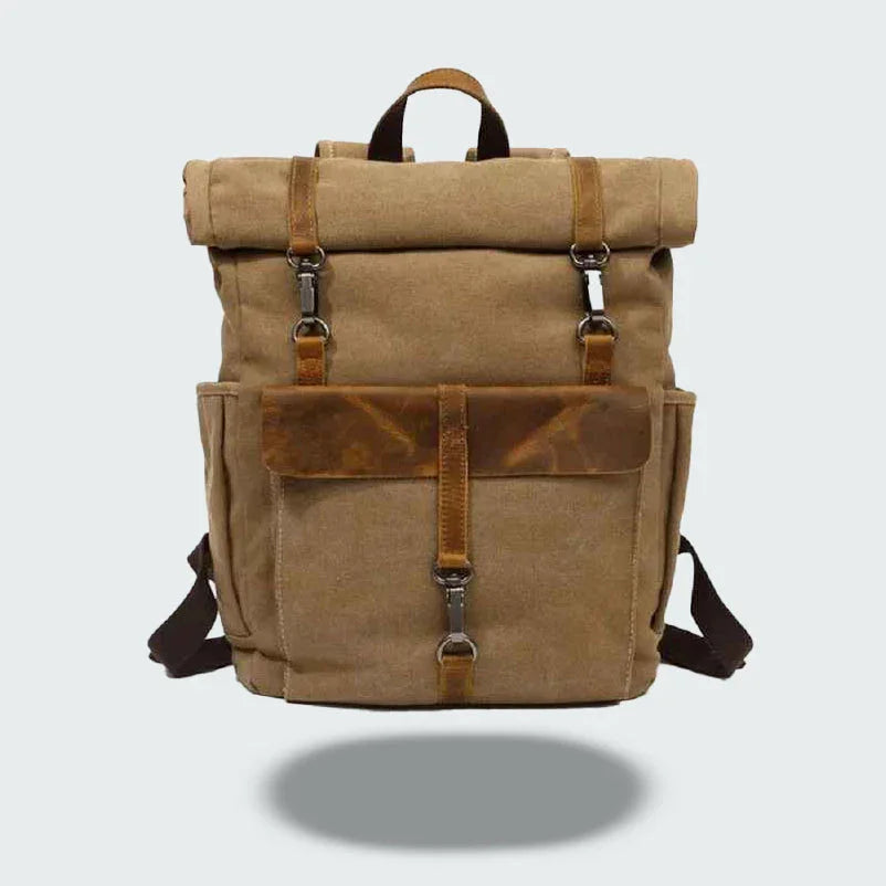 Heren Rugzak Roll Top Vintage Stijl met Laptopcompartiment 4