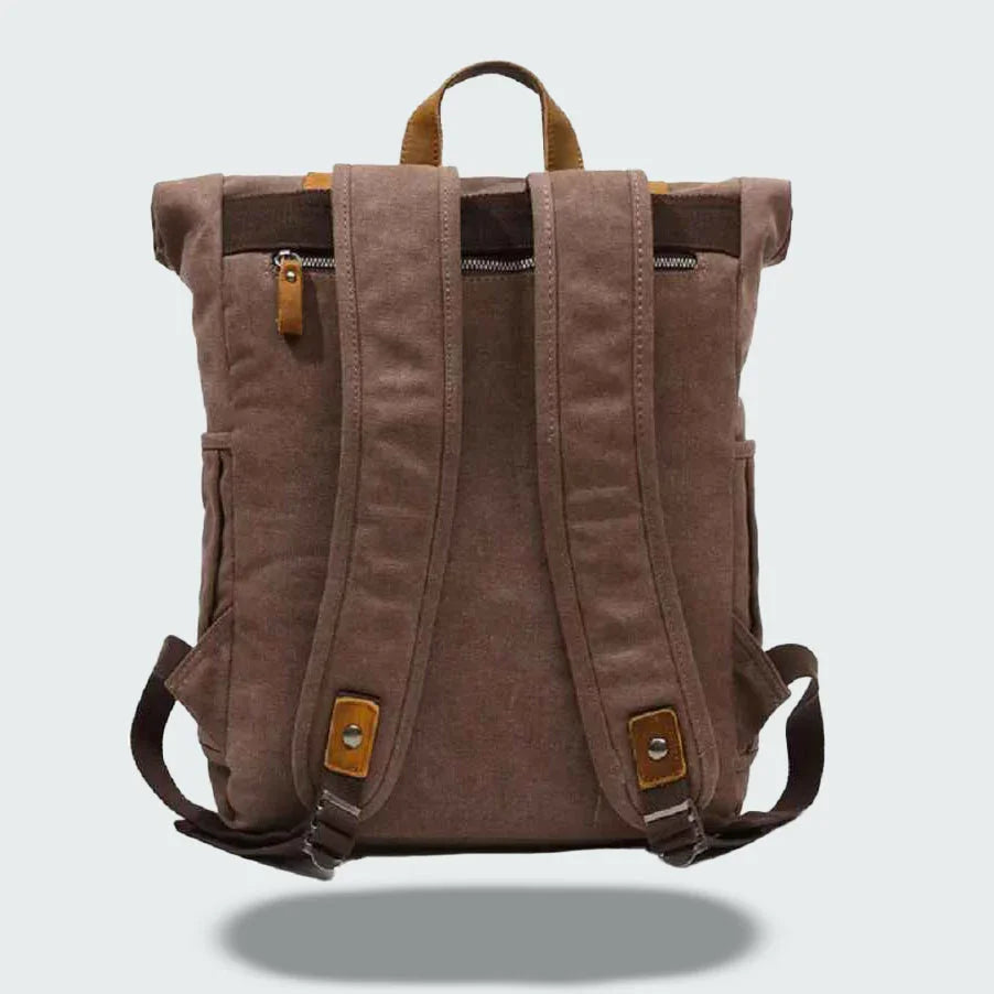 Heren Rugzak Roll Top Vintage Stijl met Laptopcompartiment 5