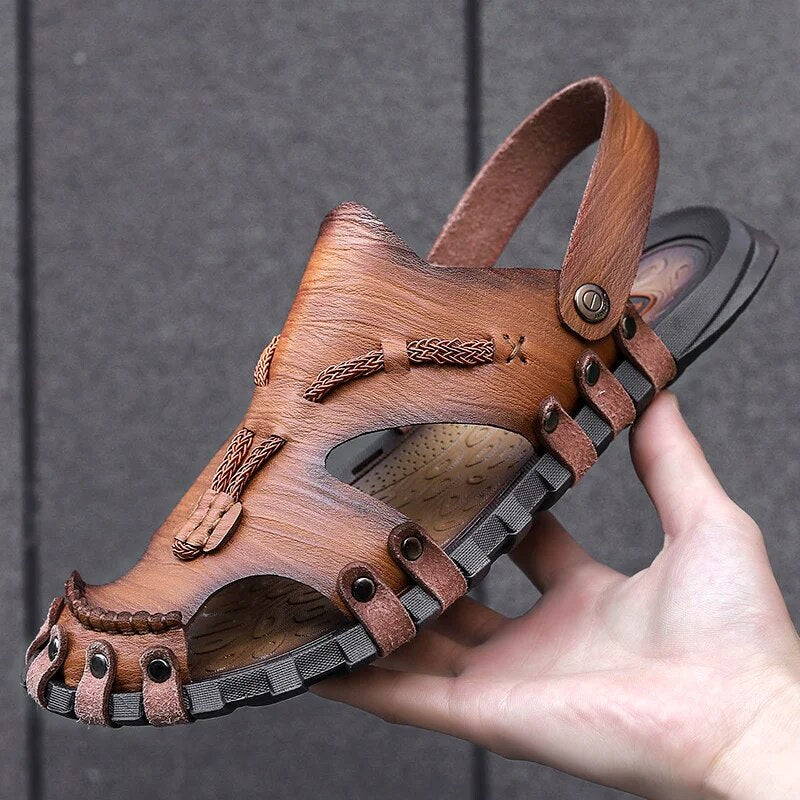 Heren Sandalen Echt Leer Tribaal Ontwerp Comfortabele Inlegzool 5