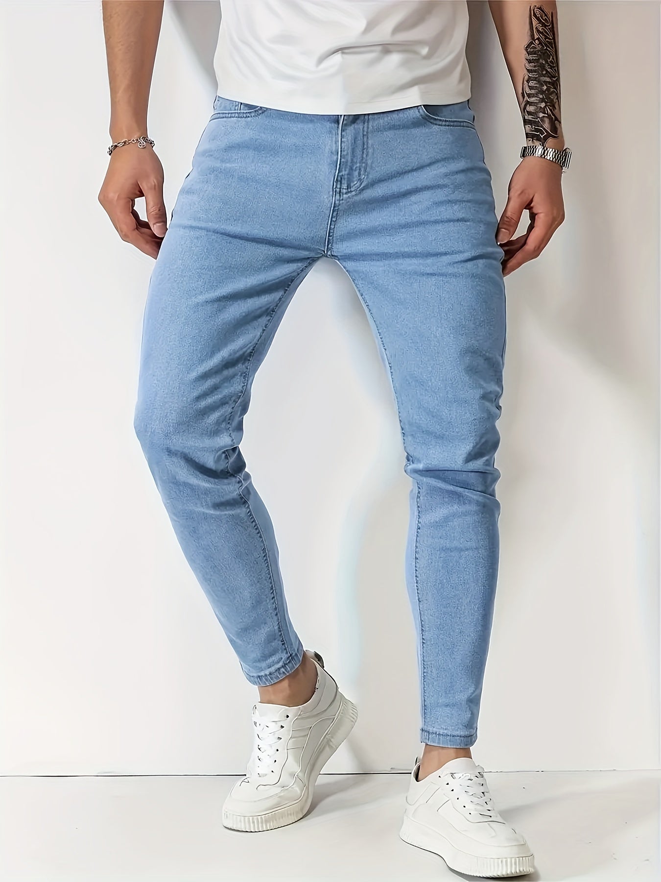 Heren Slanke Pasvorm Jeans Met Taps Toelopende Benen 2