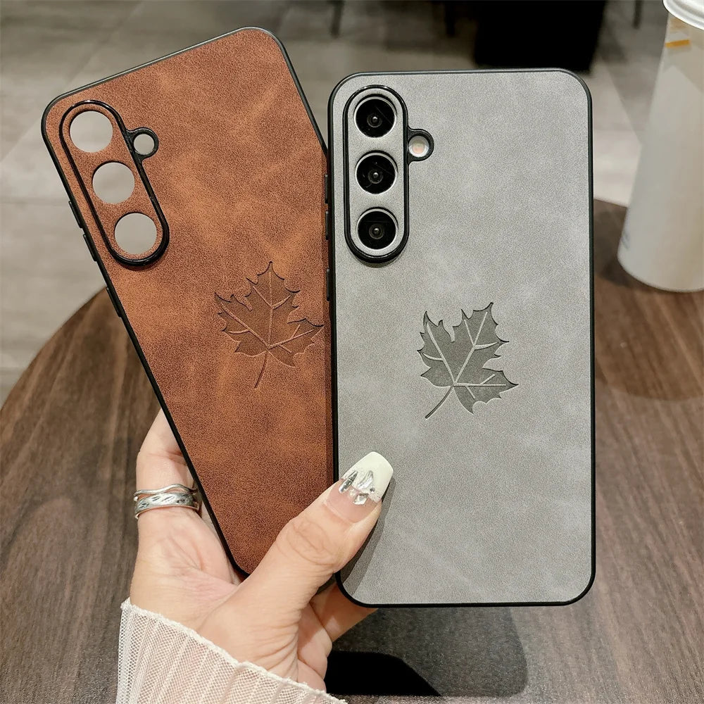 Heren Smartphone Hoesje Esdoornbladeren Design Schokbestendig 0