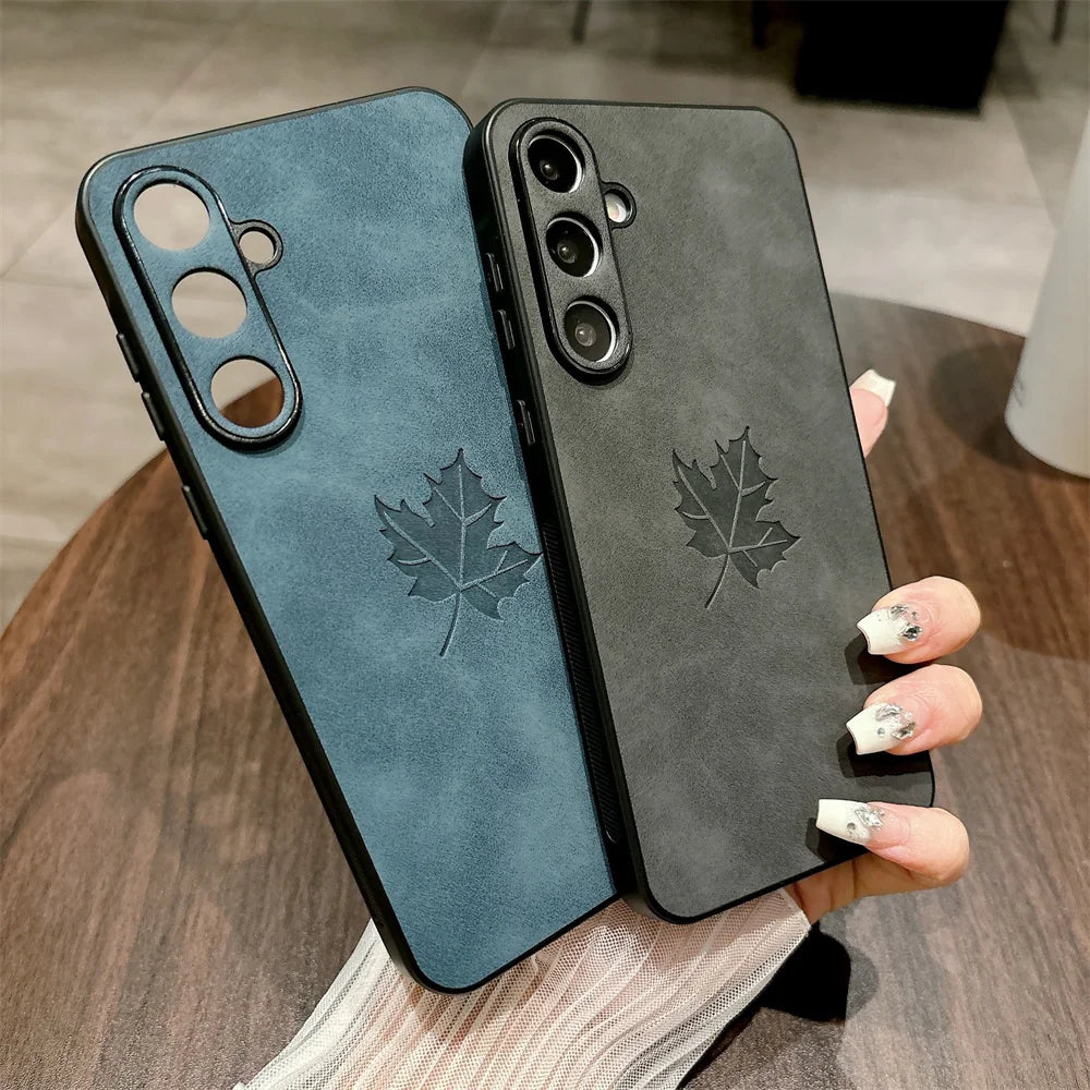 Heren Smartphone Hoesje Esdoornbladeren Design Schokbestendig 4
