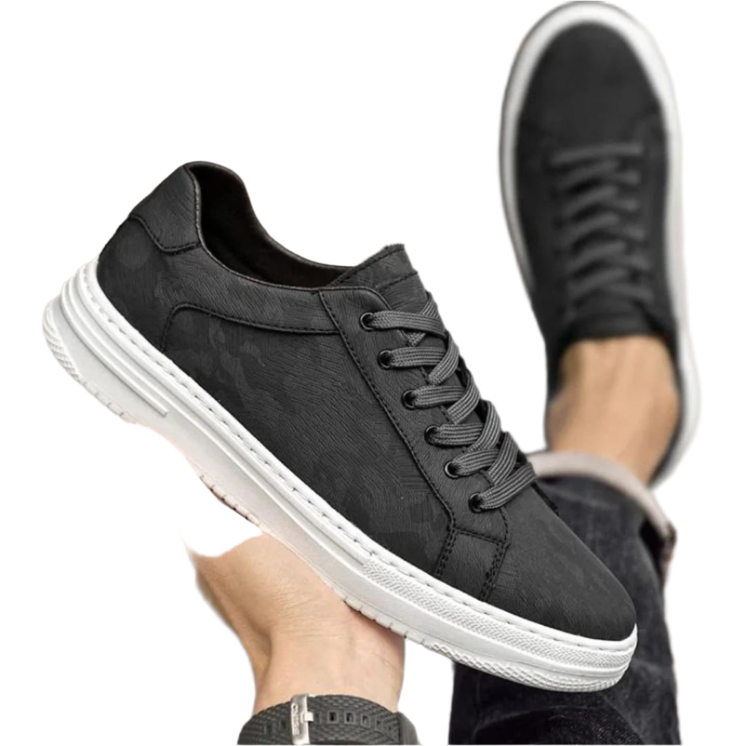 Heren Sneakers Camouflage Leer Minimalistisch Gevoerd 0