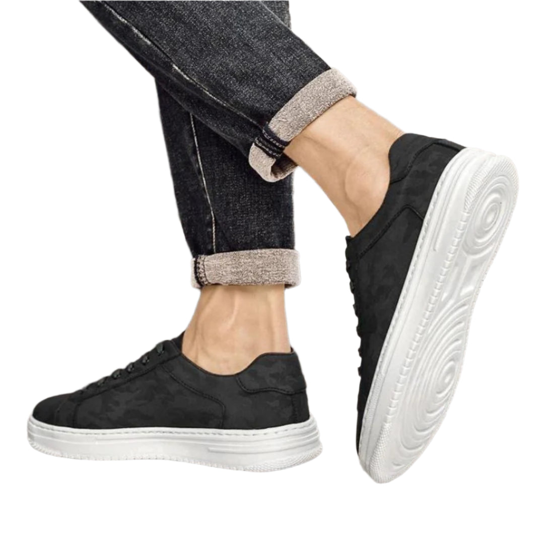 Heren Sneakers Camouflage Leer Minimalistisch Met Gevoerde Binnenzool 3