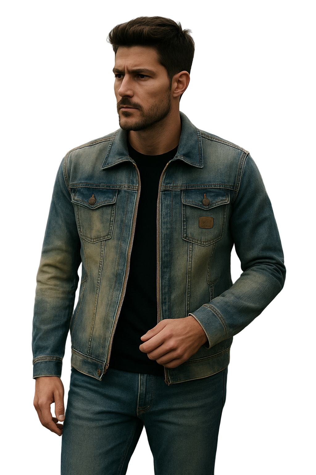 Heren Spijkerjack Knoopsluiting Denim 0