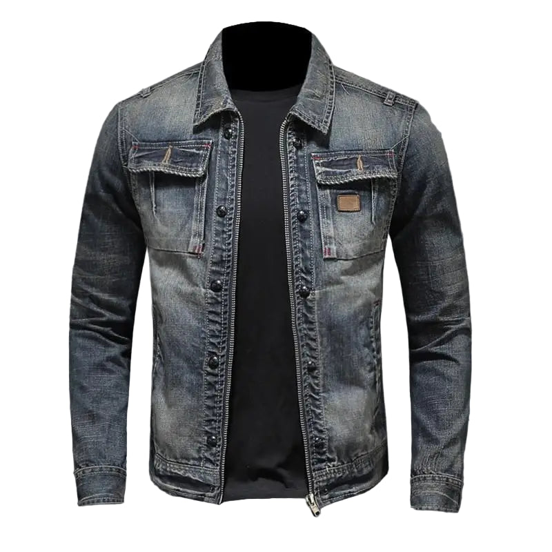 Heren Spijkerjack Knoopsluiting Denim 2