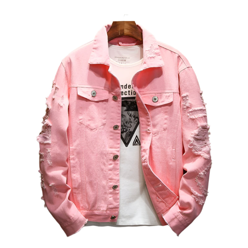 Heren Spijkerjack Urban Stijl 100% Katoen Denim Jas 0