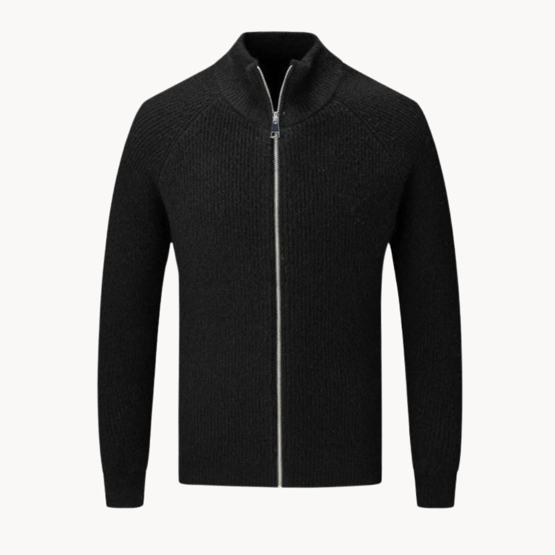Heren Sweater Met Volledige Ritssluiting En Opstaande Kraag 2