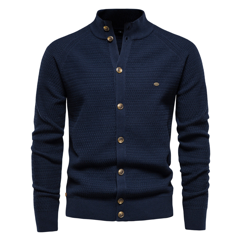 Heren Sweater met Opstaande Kraag en Knoopsluiting 0