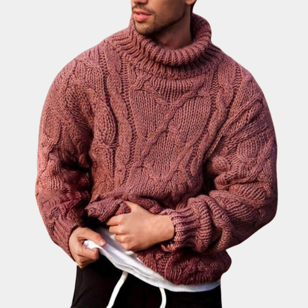 Heren Sweater met Rullekragen en Kabelstrik 3