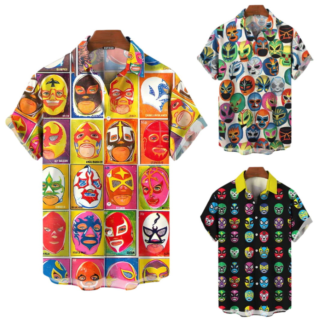 Heren T-Shirt Casual Katoen Luchador Prints 0