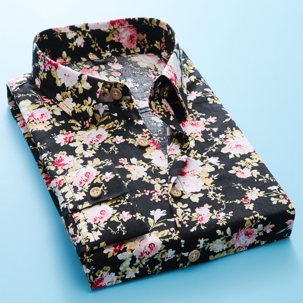 Heren T-Shirt Kort Mouw Bloemdessin Ademend Katoen 1