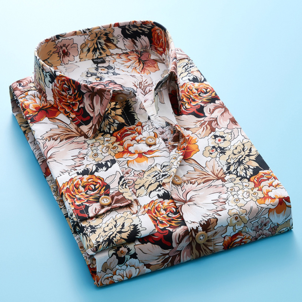 Heren T-Shirt Kort Mouw Bloemdessin Ademend Katoen 5