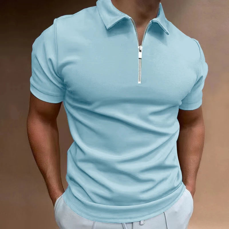 Heren T-Shirt Korte Mouw met Halve Rits voor Sport en Casual Gebruik 1