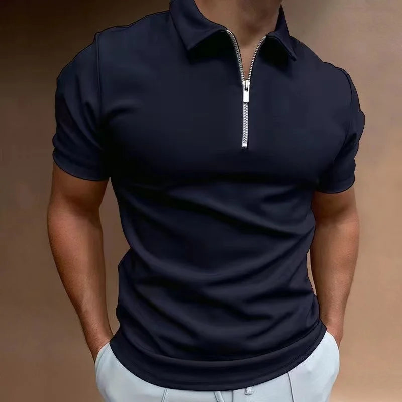Heren T-Shirt Korte Mouw met Halve Rits voor Sport en Casual Gebruik 2