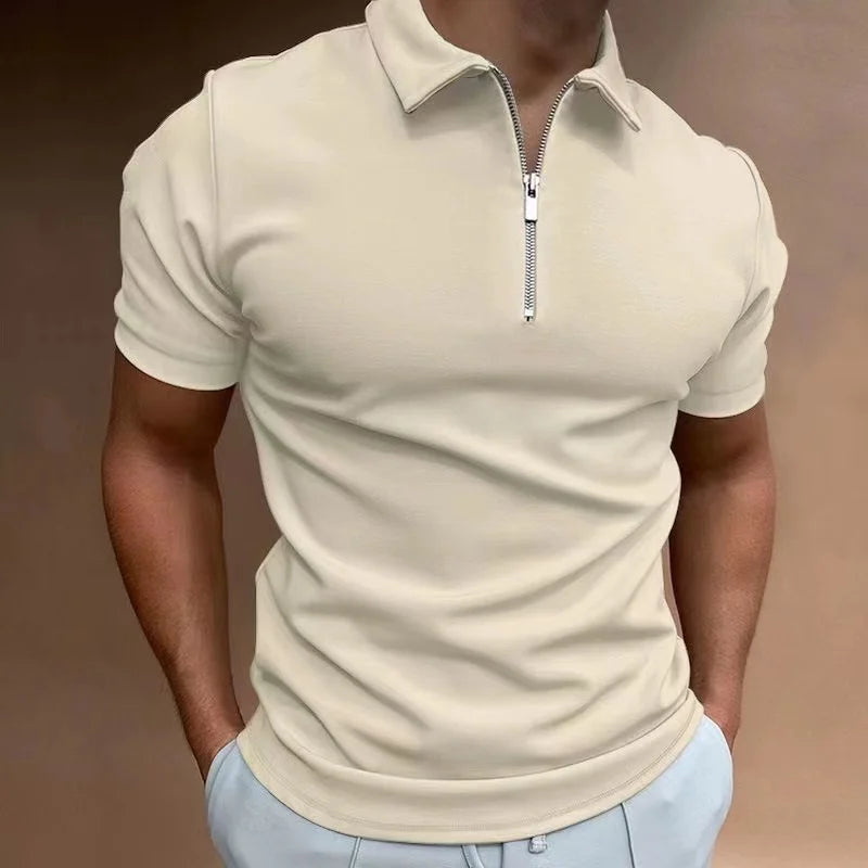 Heren T-Shirt Korte Mouw met Halve Rits voor Sport en Casual Gebruik 4