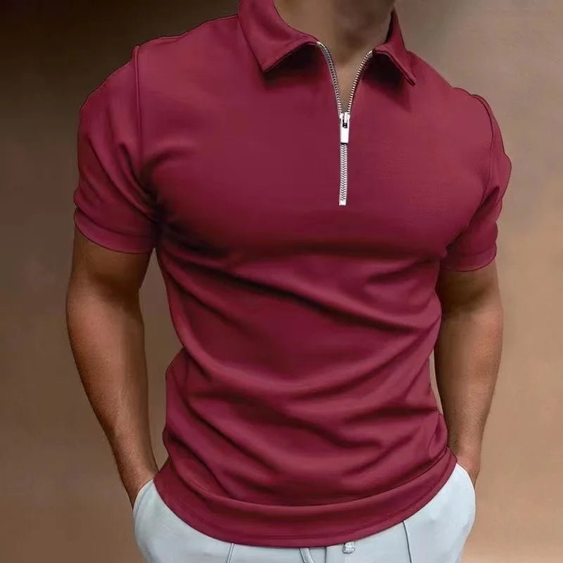 Heren T-Shirt Korte Mouw met Halve Rits voor Sport en Casual Gebruik 6