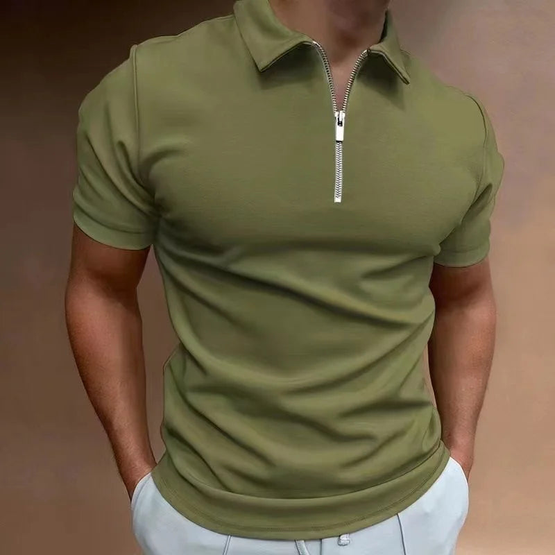 Heren T-Shirt Korte Mouw met Halve Rits voor Sport en Casual Gebruik 7