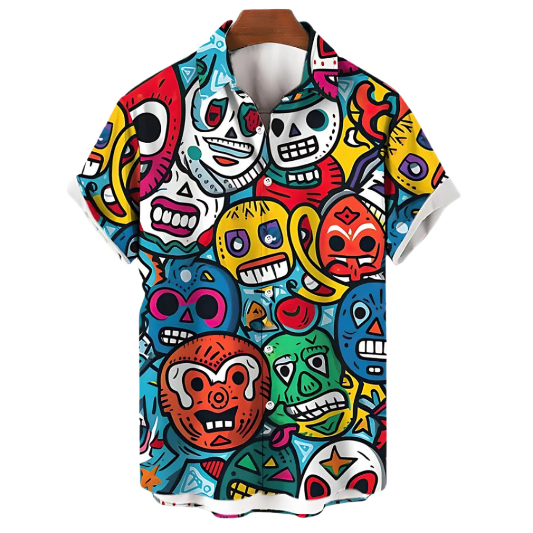 Heren T-Shirt Ontspannen Luchador Print Lichtgewicht Stof 0