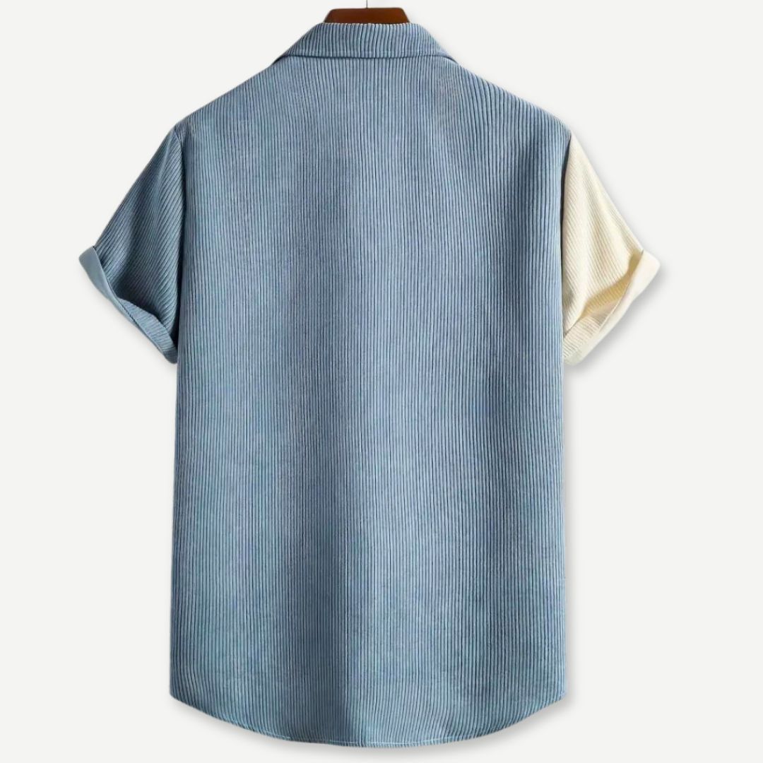 Heren T-Shirt Tweekleurig Geribbeld Katoen Casual 1