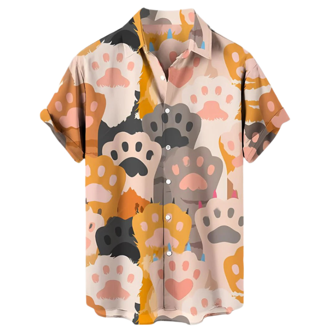 Heren T-shirt Relaxed Stijl met Kattenprint 0