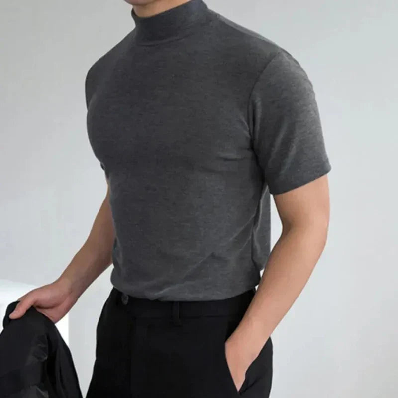 Heren T-shirt met Hoge Kraag Casual 2
