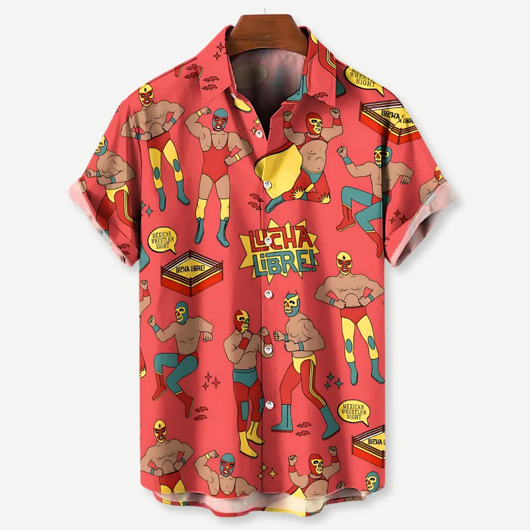 Heren T Shirt Lucha Libre Casual Katoen Met Vibrante Prints 2