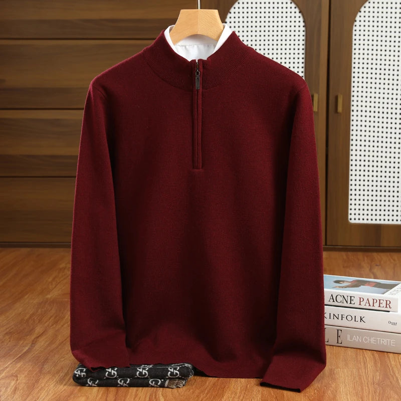 Heren Trui Halflange Kraag Casual Merino Wol Pullover 1