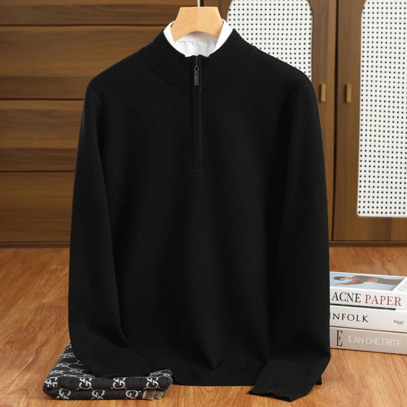 Heren Trui Halflange Kraag Casual Merino Wol Pullover 3