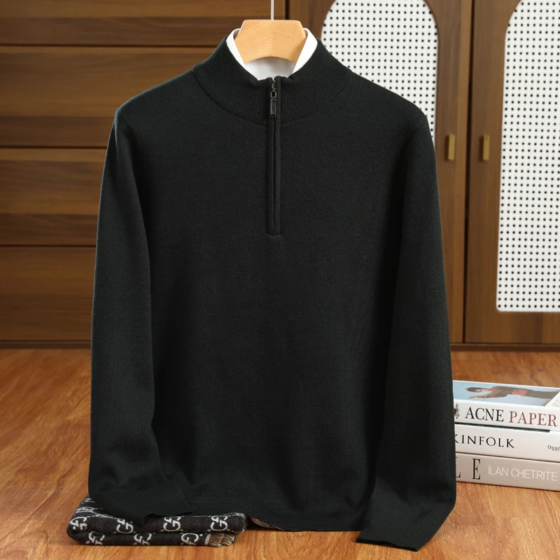 Heren Trui Halflange Kraag Casual Merino Wol Pullover 4