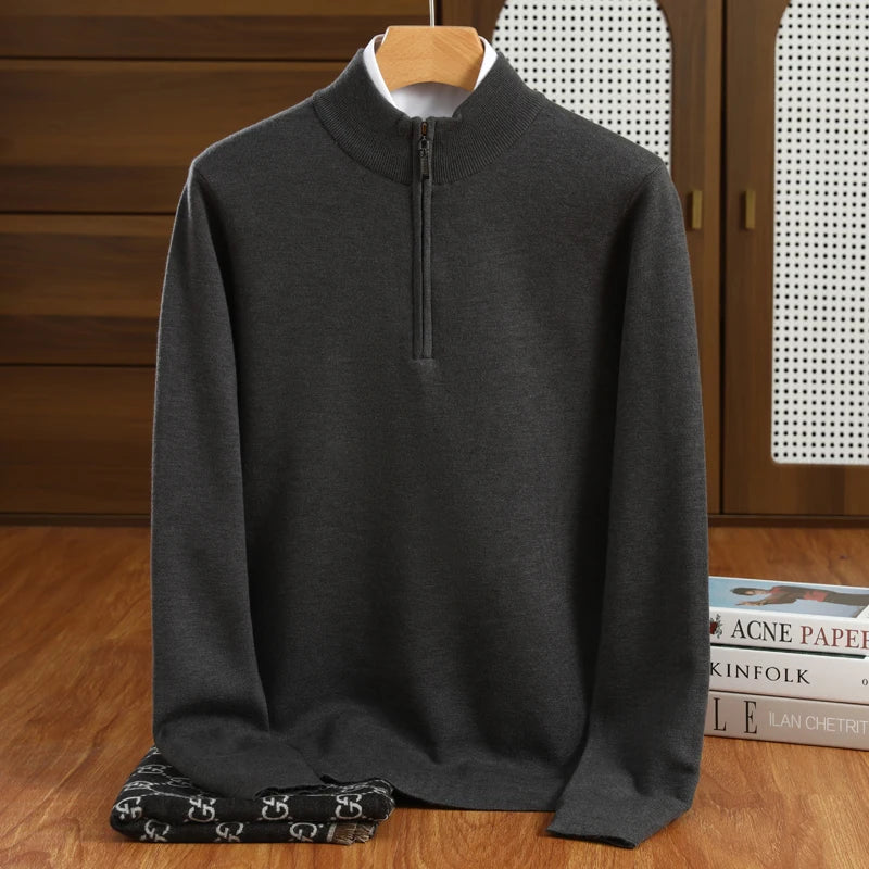 Heren Trui Halflange Kraag Casual Merino Wol Pullover 5