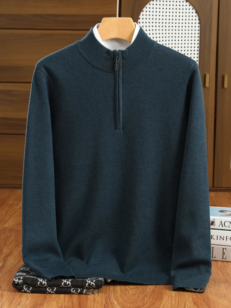 Heren Trui Halflange Kraag Casual Merino Wol Pullover 7