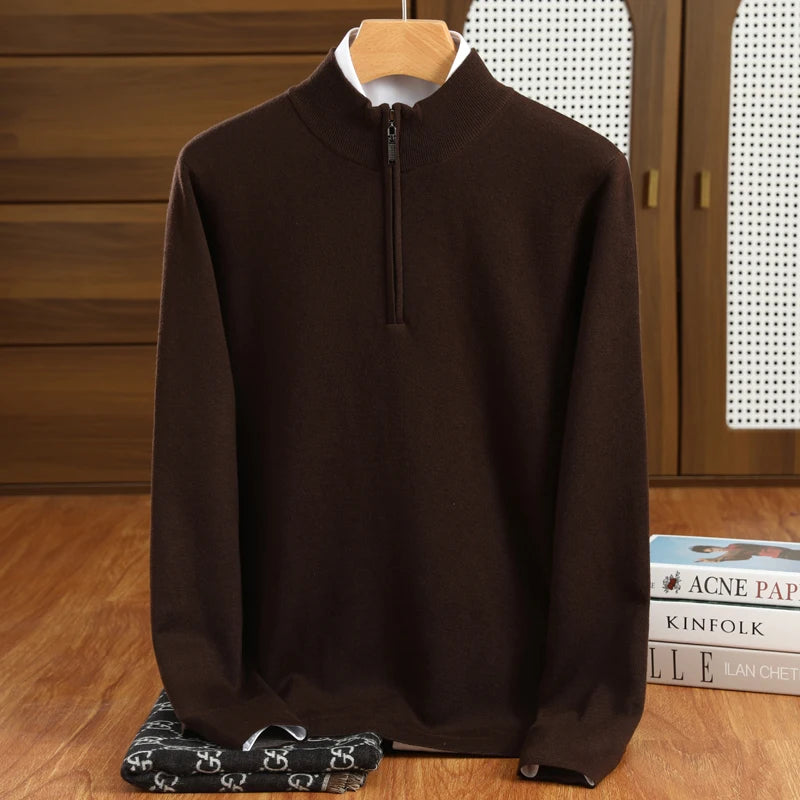 Heren Trui Halflange Kraag Casual Merino Wol Pullover 8