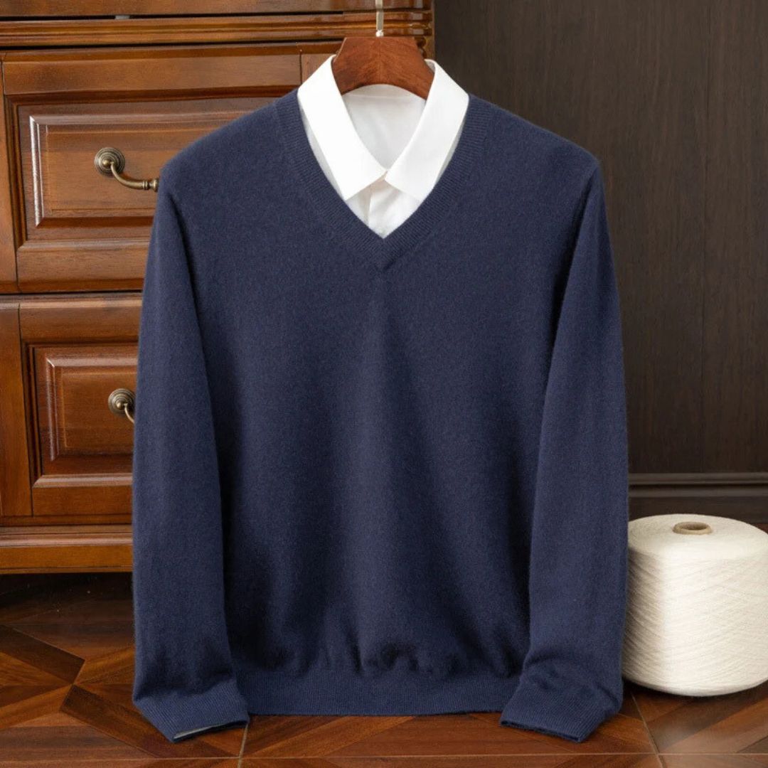 Heren V-hals Trui Merino Wol 2
