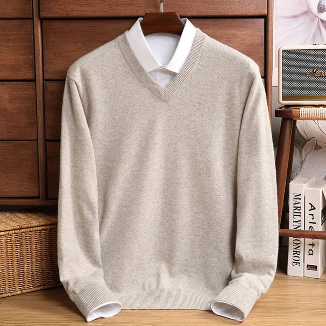 Heren V-hals Trui Merino Wol 3