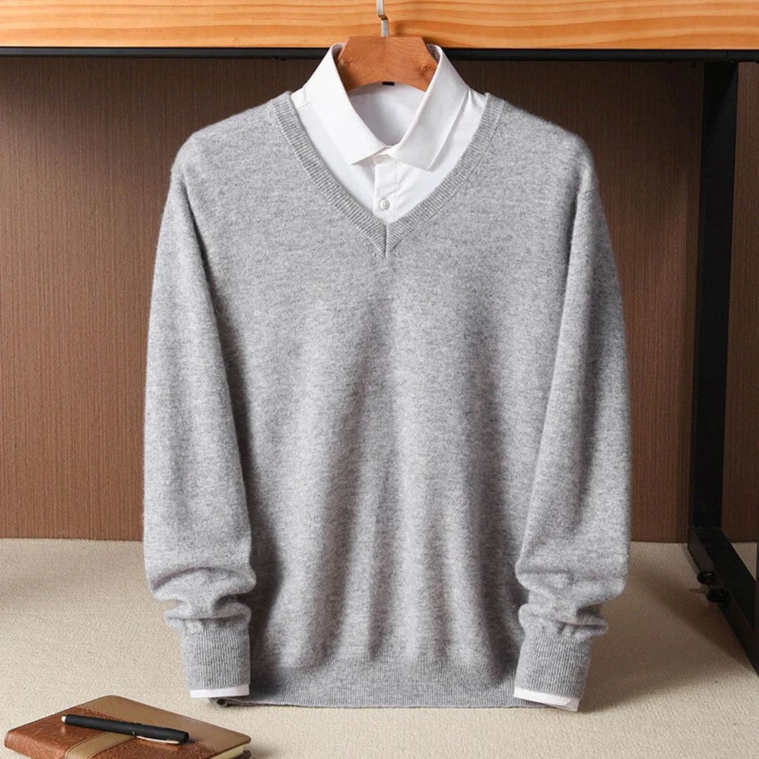 Heren V-hals Trui Merino Wol 4