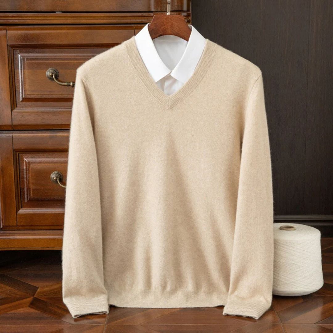 Heren V-hals Trui Merino Wol 5