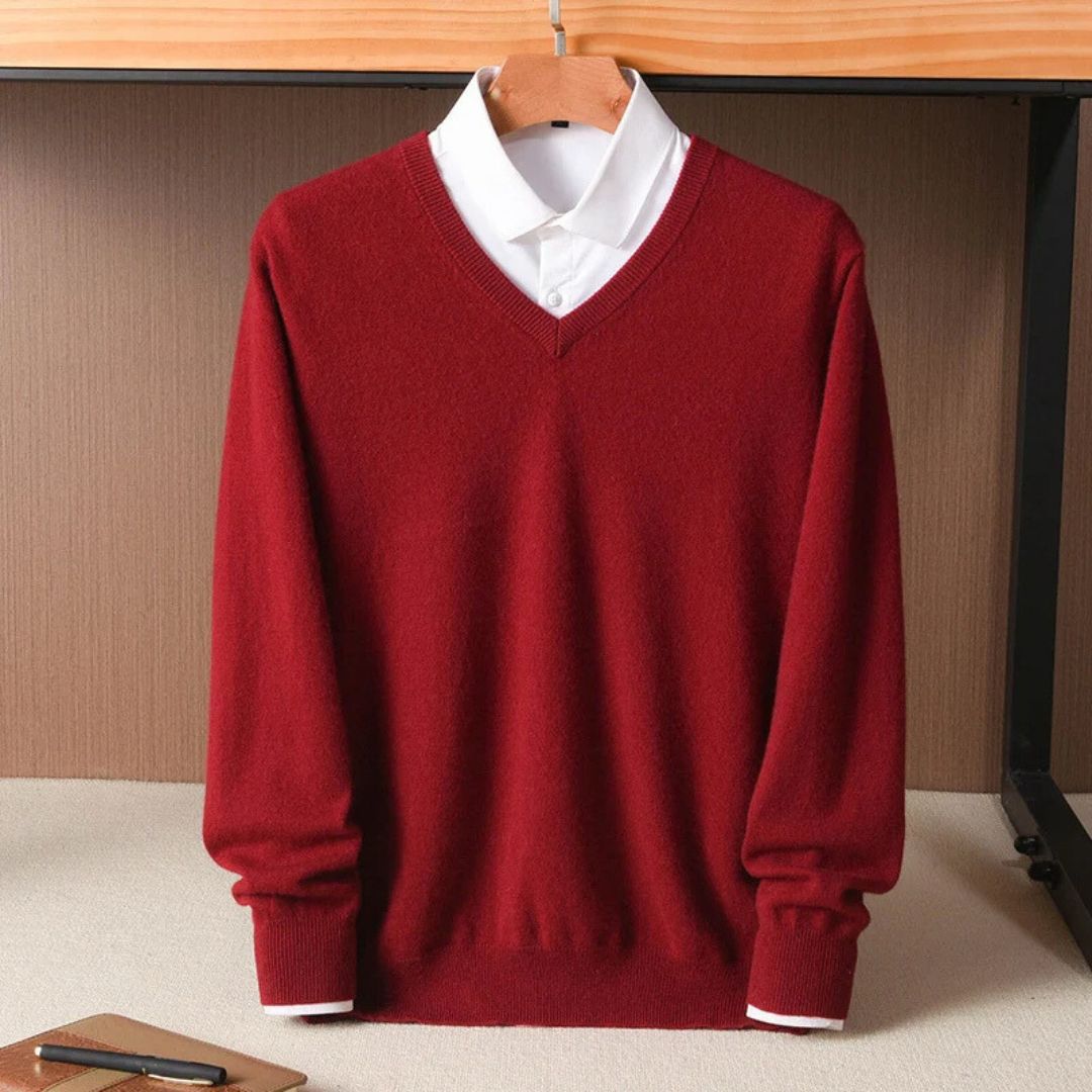 Heren V-hals Trui Merino Wol 6