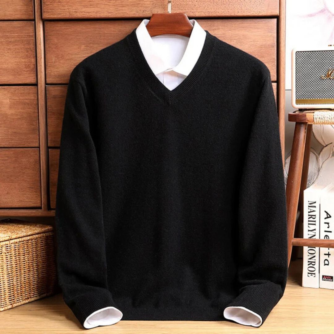Heren V-hals Trui Merino Wol 7