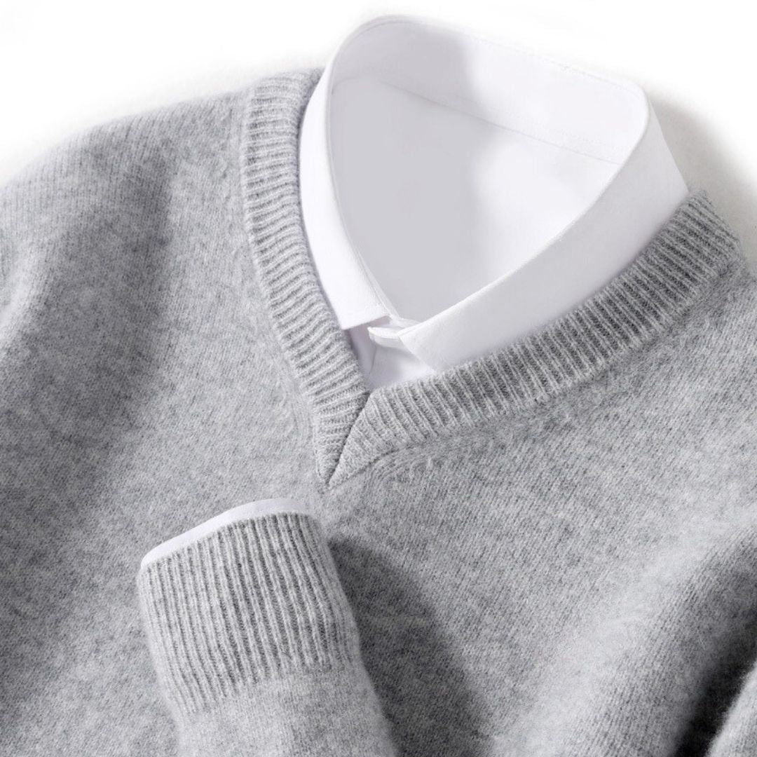 Heren V-hals Trui Merino Wol 9