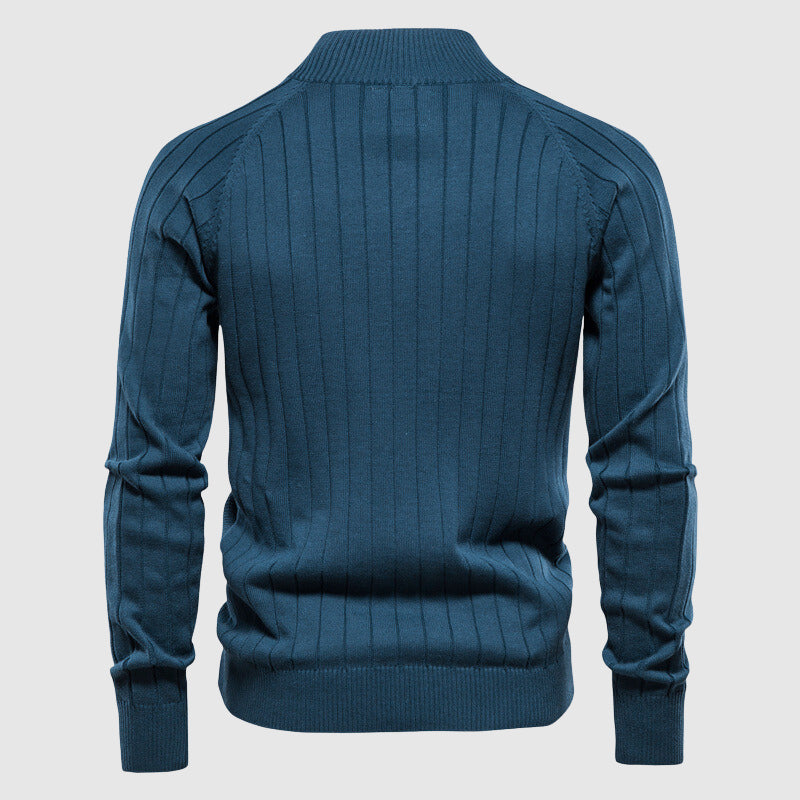 Heren Zip-Up Cardigan met Geribbelde Textuur en Staande Kraag 5