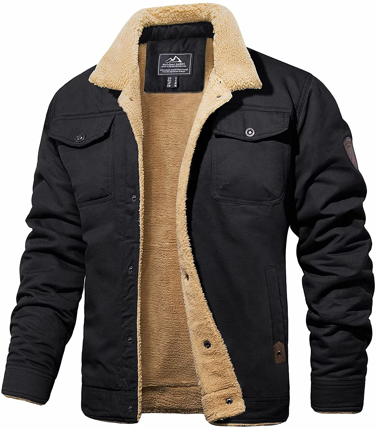 Heren shelljack met sherpa voering, waterdicht winterjack 5