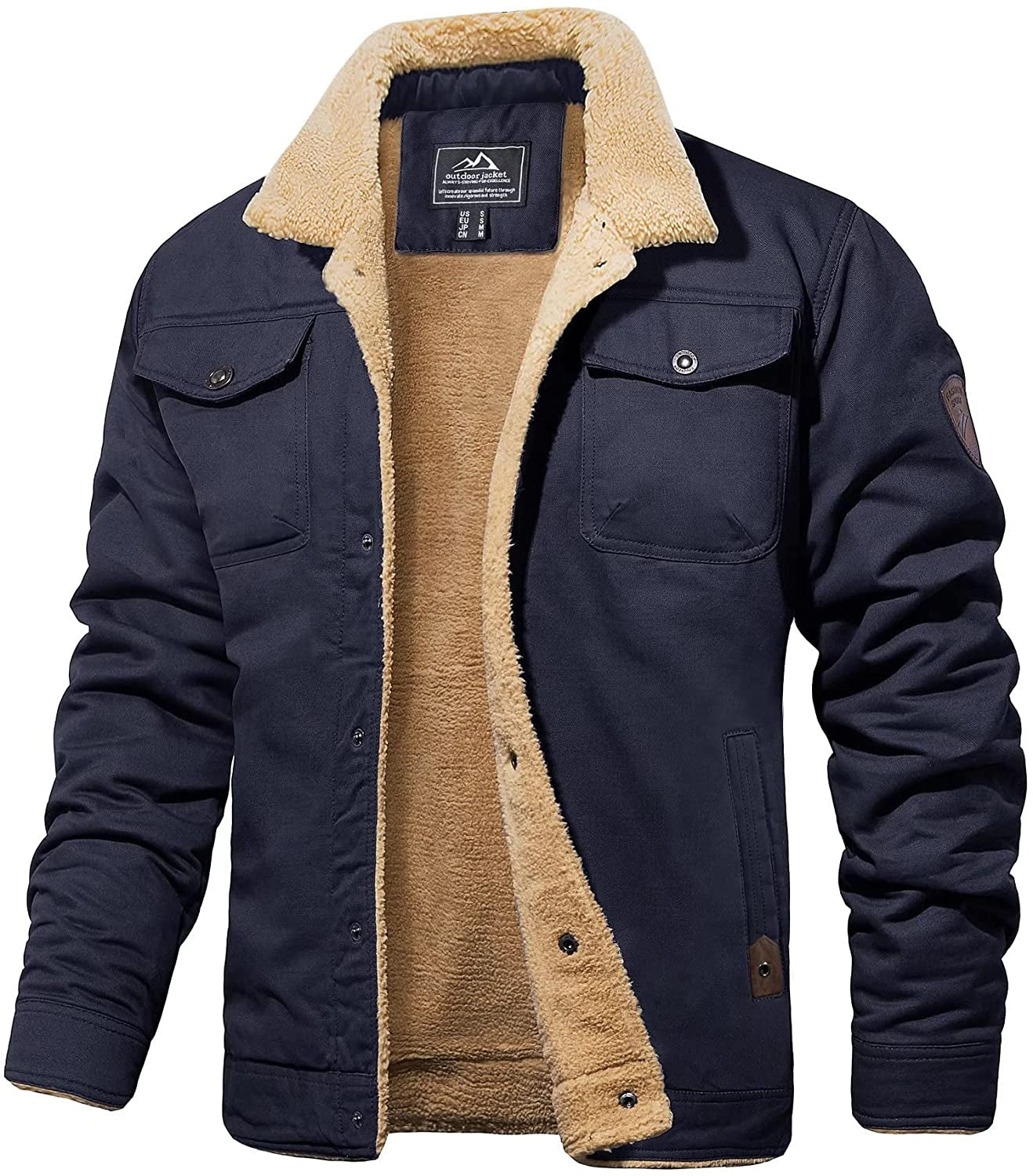Heren winterjas met sherpa voering, waterafstotend en robuust ontwerp. 0
