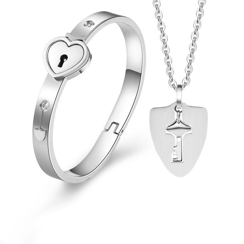 Lock Key Armband en Ketting Set