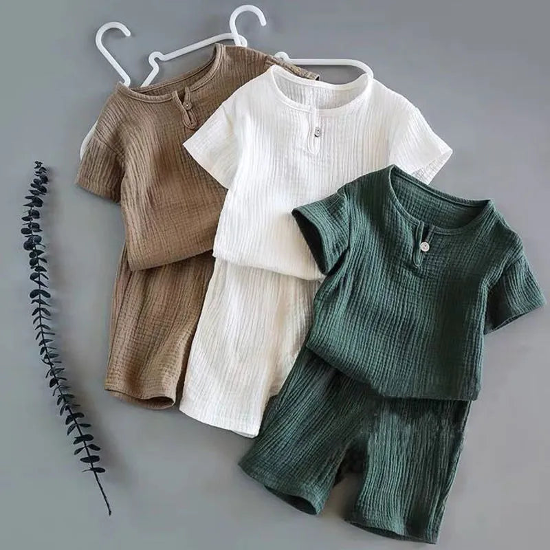 Muslinen Katoenen Shirt & Korte Broek Set