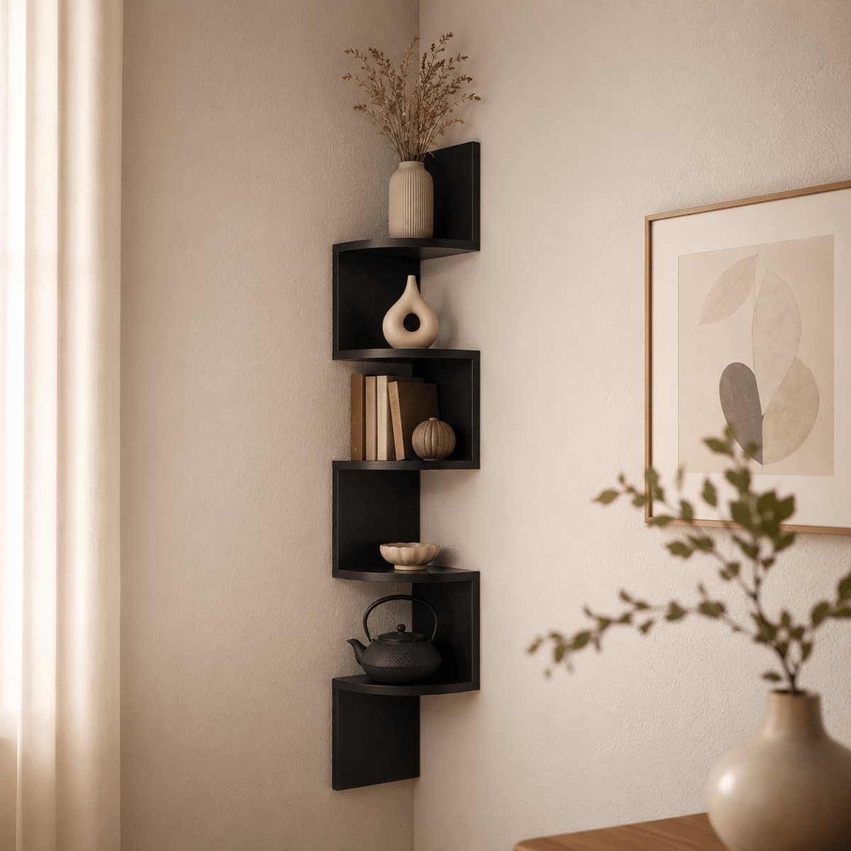 Hoekwandplank Modern Design voor Ruimtebesparende Opslag 0