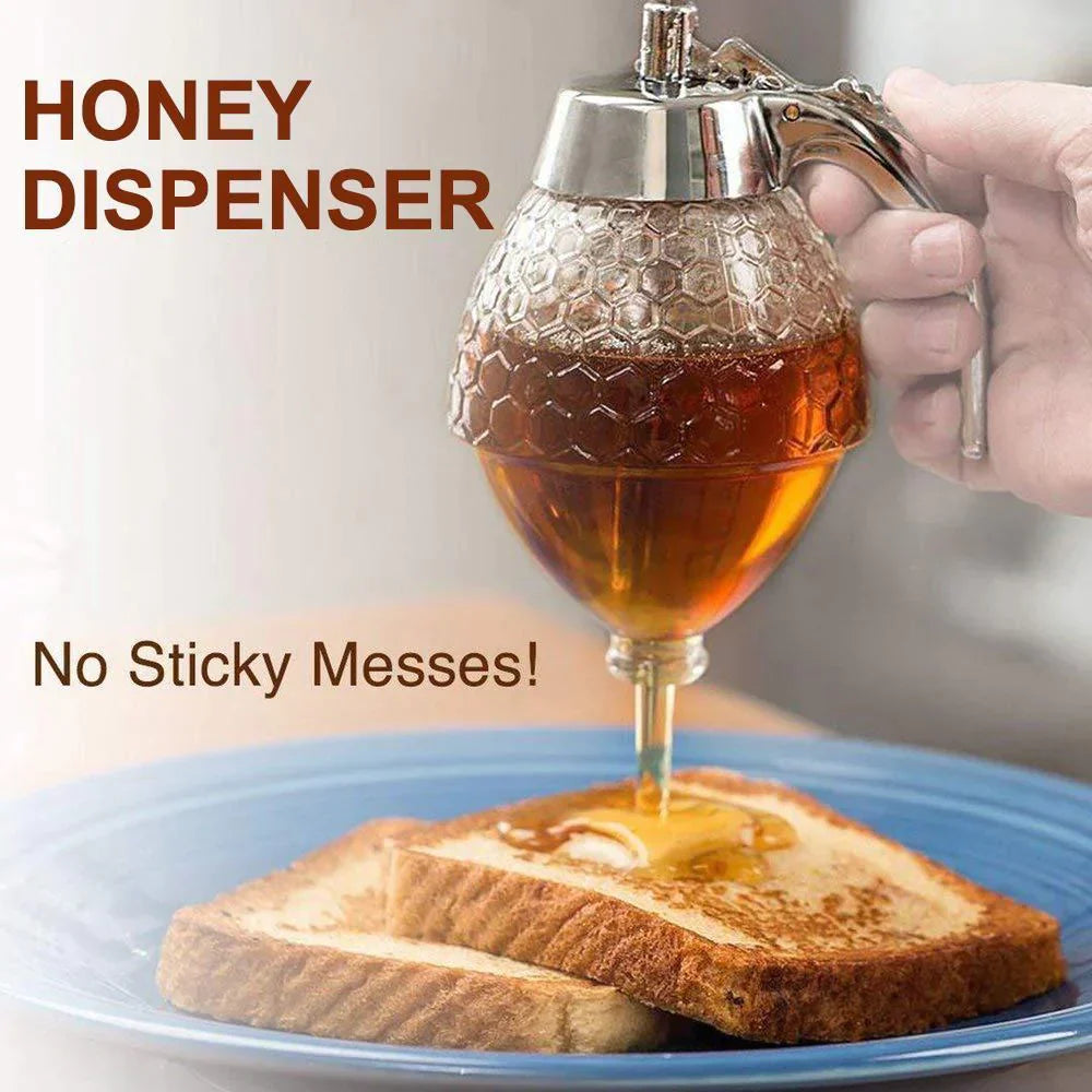 Honingdispenser Glazen Basis met Verchroomde Handgreep 1
