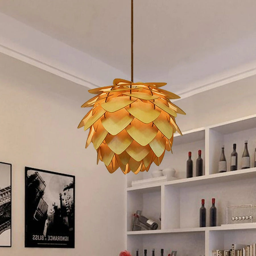 Houten Hanglamp met Dennenappel Design 0